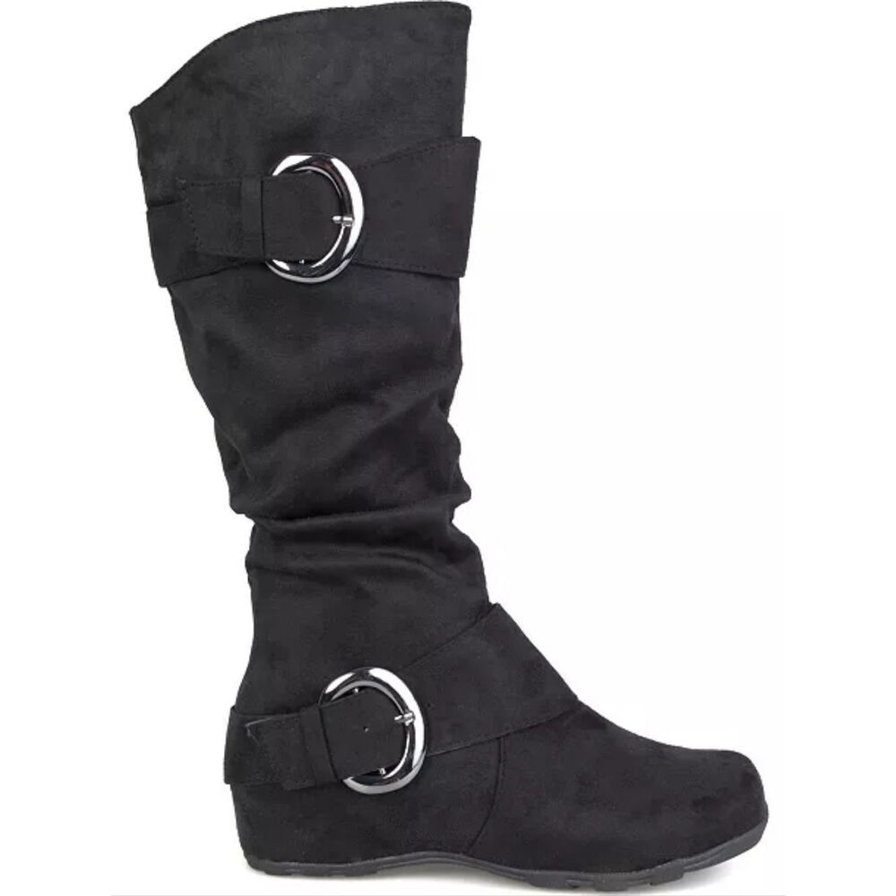 (R-4662) Journee Collection Women's Jester Rouched Buckle Mid Shaft Boots Sz 10